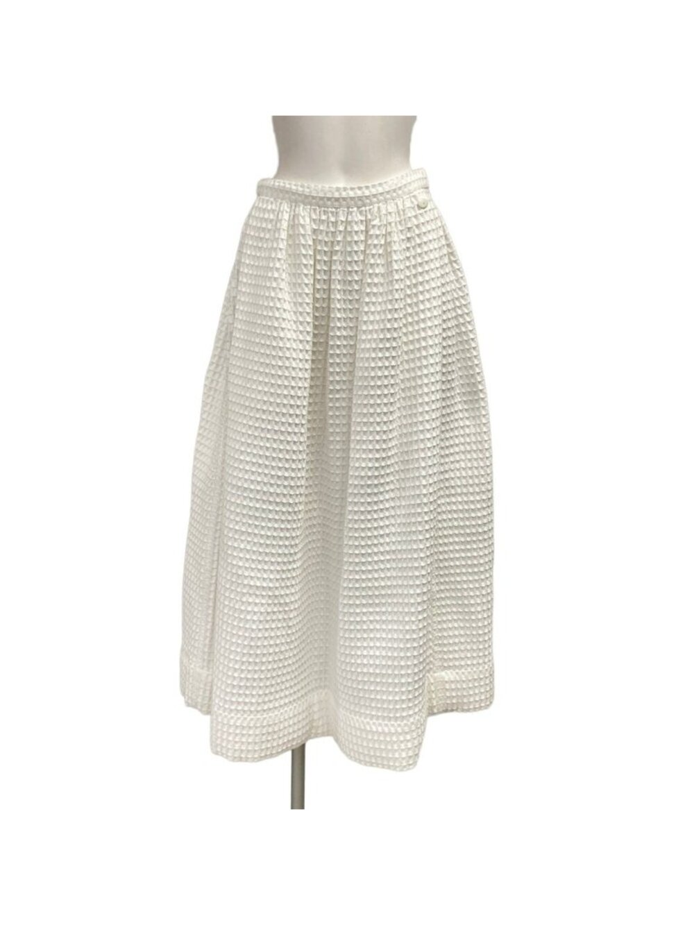 Chanel Long Skirt 34 S White Waffle Cotton